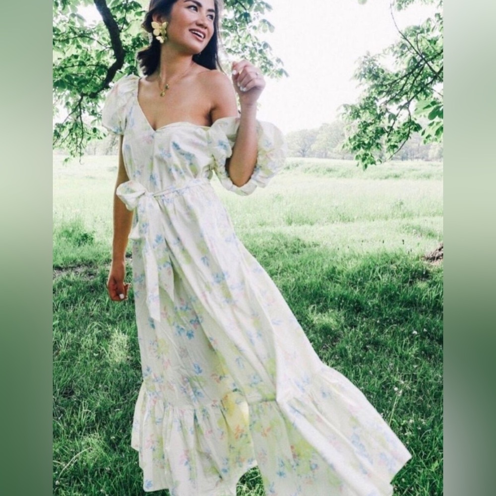 Love Shack Fancy long puff sleeve dress